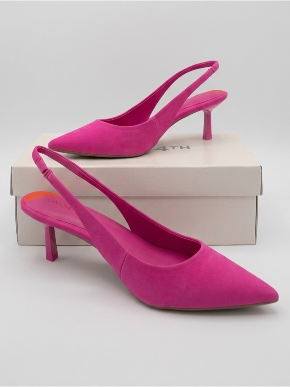 On 34th Baeley Fuchsia Slingback Kitten Heels Size 9.5 NIB Colorful Barbiecore
